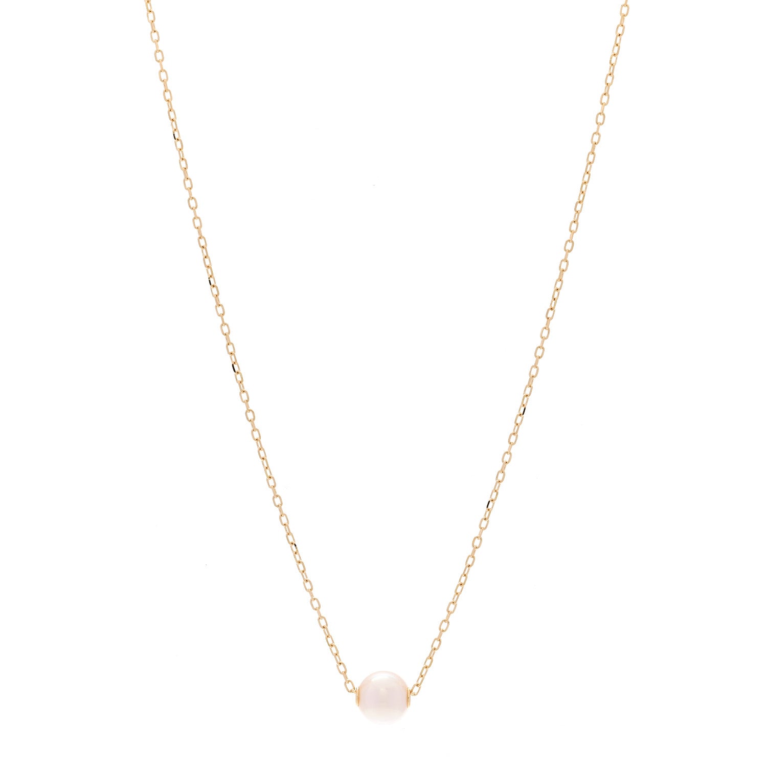 Mikimoto 18K Yellow Gold Akoya Cultured Pearl 7-7.5mm Single Pendant Necklace 1 of 6