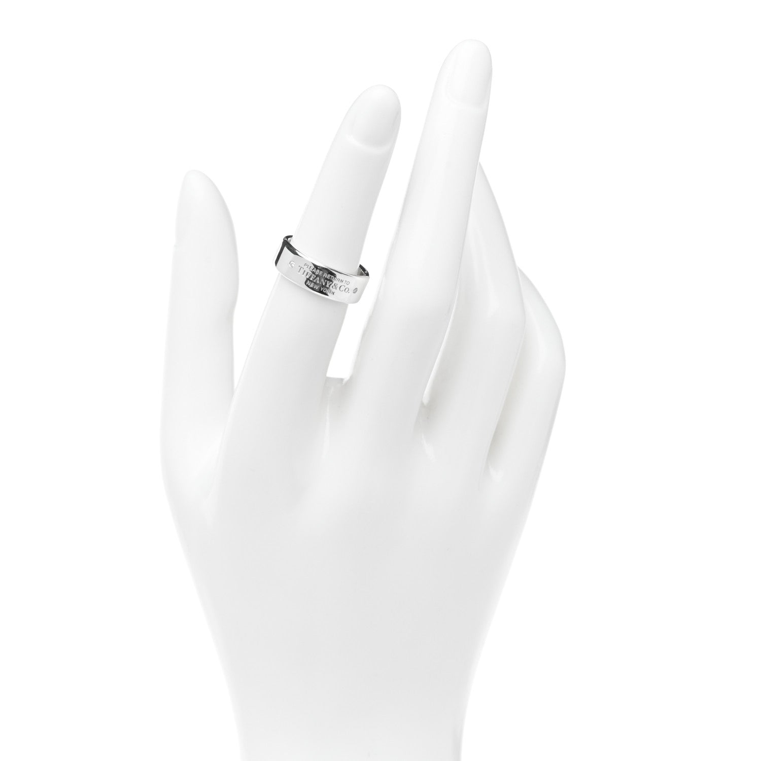 Tiffany Sterling Silver Diamond Return to Tiffany Narrow Ring 50 5.5 2 of 5