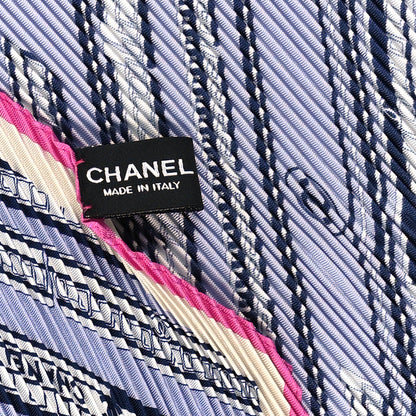 Chanel Silk Pleated CC Square Scarf Pink White Purple 3 of 3