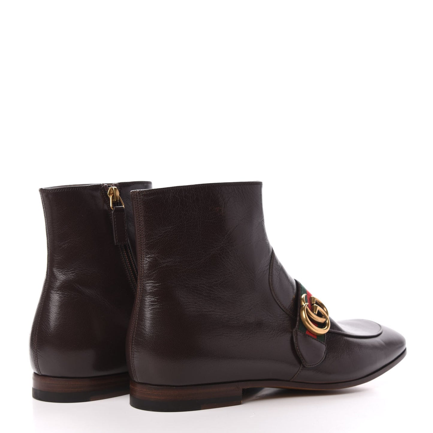 Goatskin Web Mens GG Ankle Boots 9 Cocoa