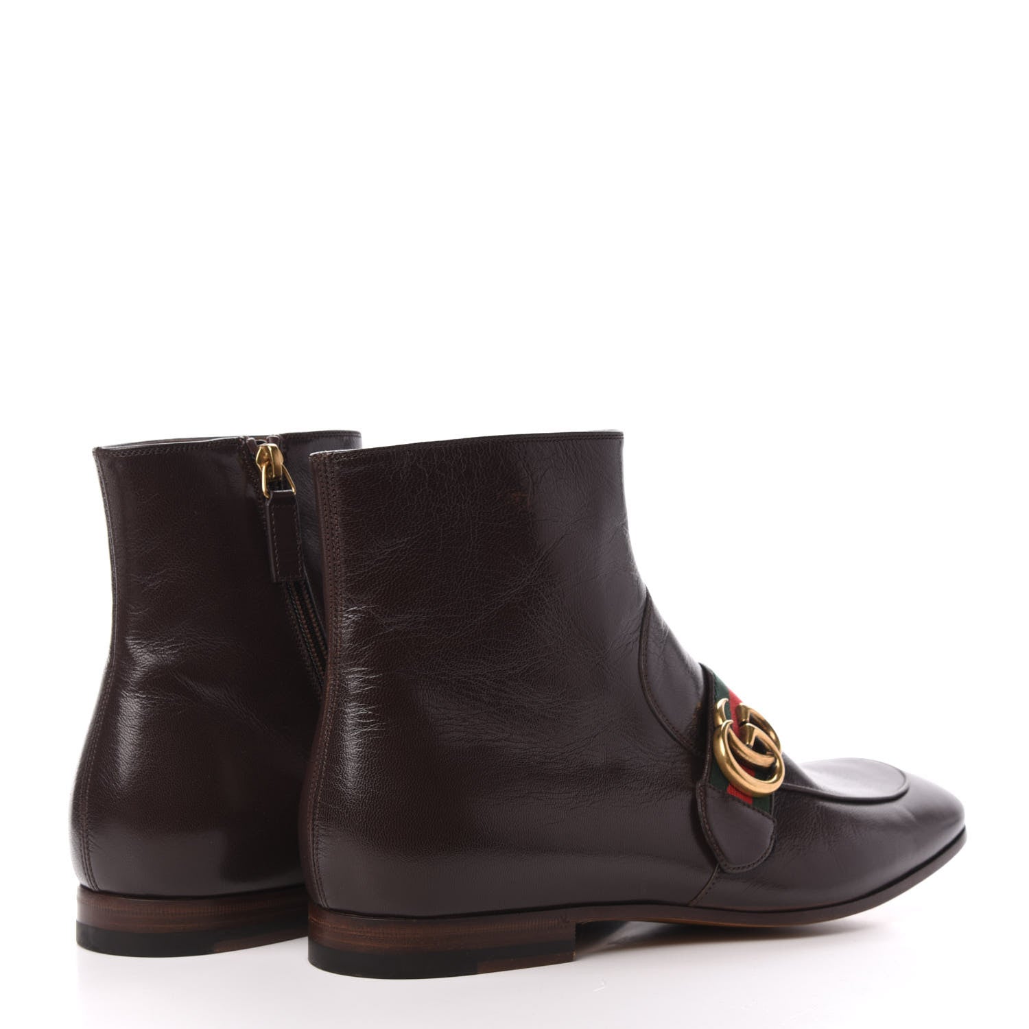 Gucci Goatskin Web Mens GG Ankle Boots 9 Cocoa 4 of 9