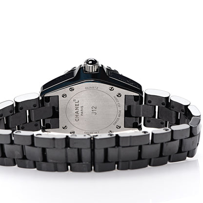 Chanel Stainless Steel Ceramic Diamond 33mm J12 Quartz Watch Black 4 of 8