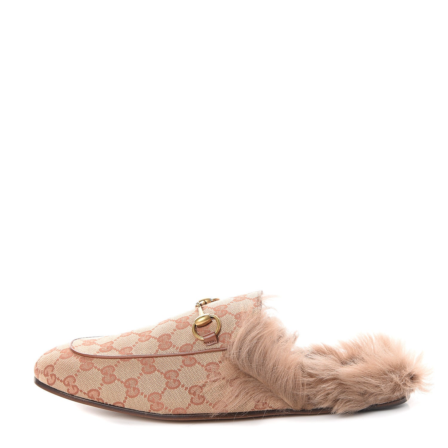 Gucci GG Monogram Fur Mens Princetown Slippers 10 Beige Ruggine Rust 1 of 7