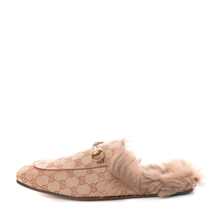 Gucci GG Monogram Fur Mens Princetown Slippers 10 Beige Ruggine Rust 1 of 7