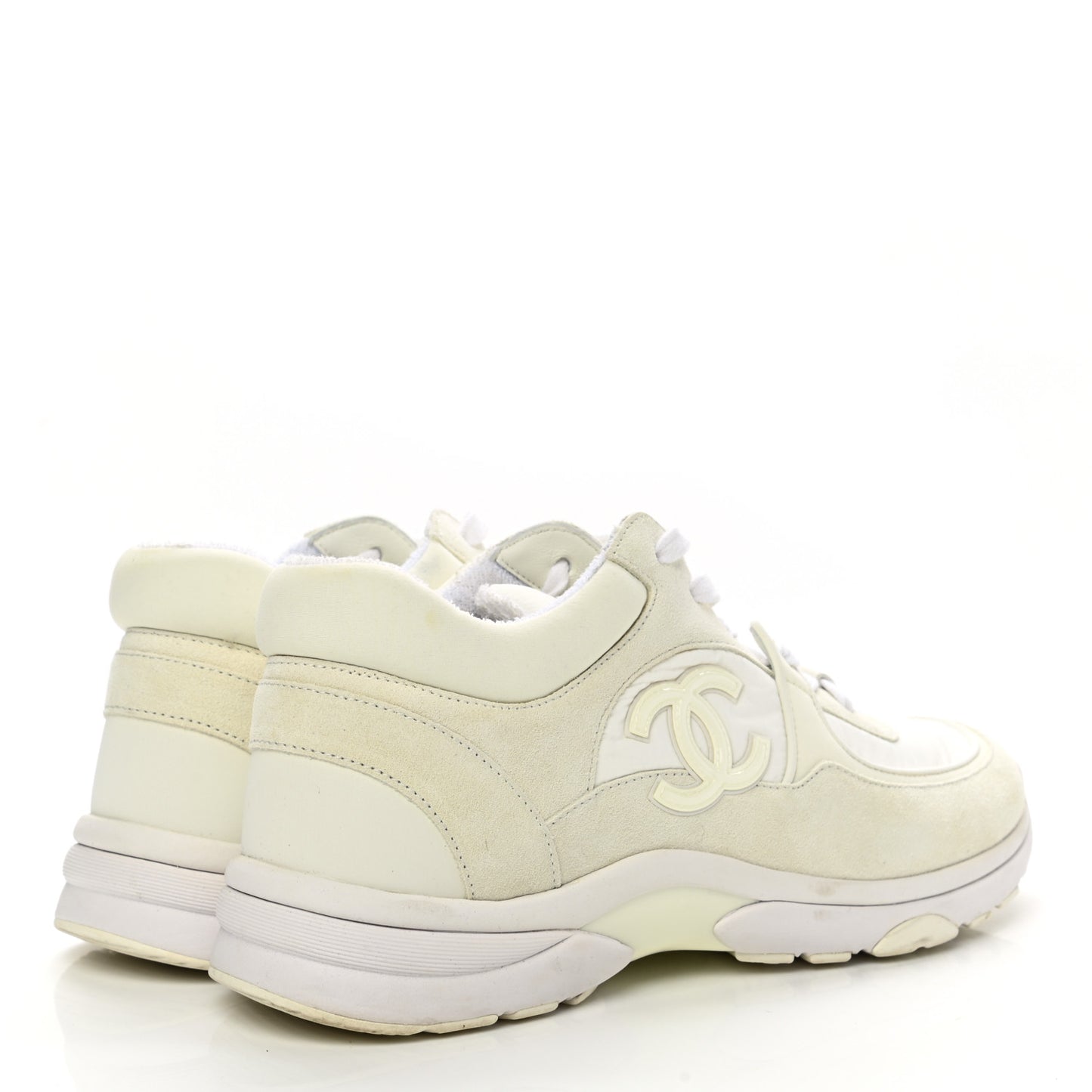Suede Calfskin Fabric CC Sneakers 40.5 White