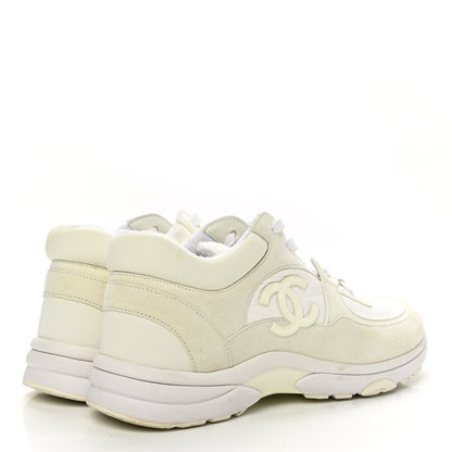 Chanel Suede Calfskin Fabric CC Sneakers 40.5 White 4 of 10
