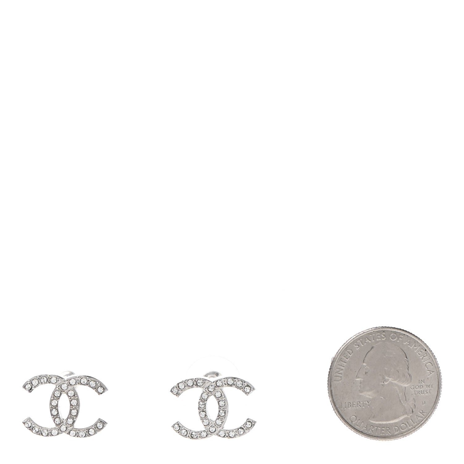 Chanel Crystal CC Earrings Silver 2 of 4