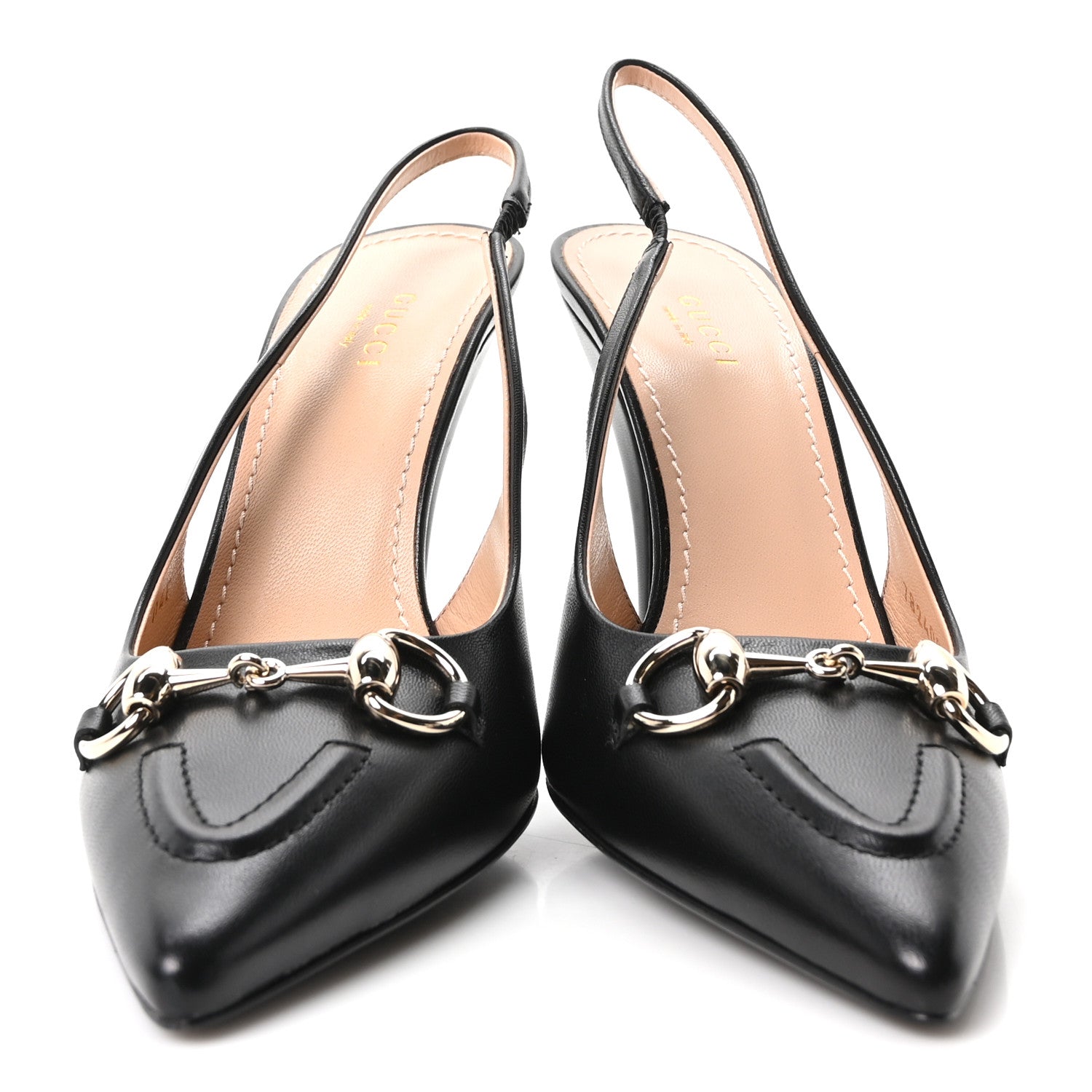 Gucci Malaga Kid Horsebit Erin 105mm Slingback Pumps 37.5 Black 3 of 10