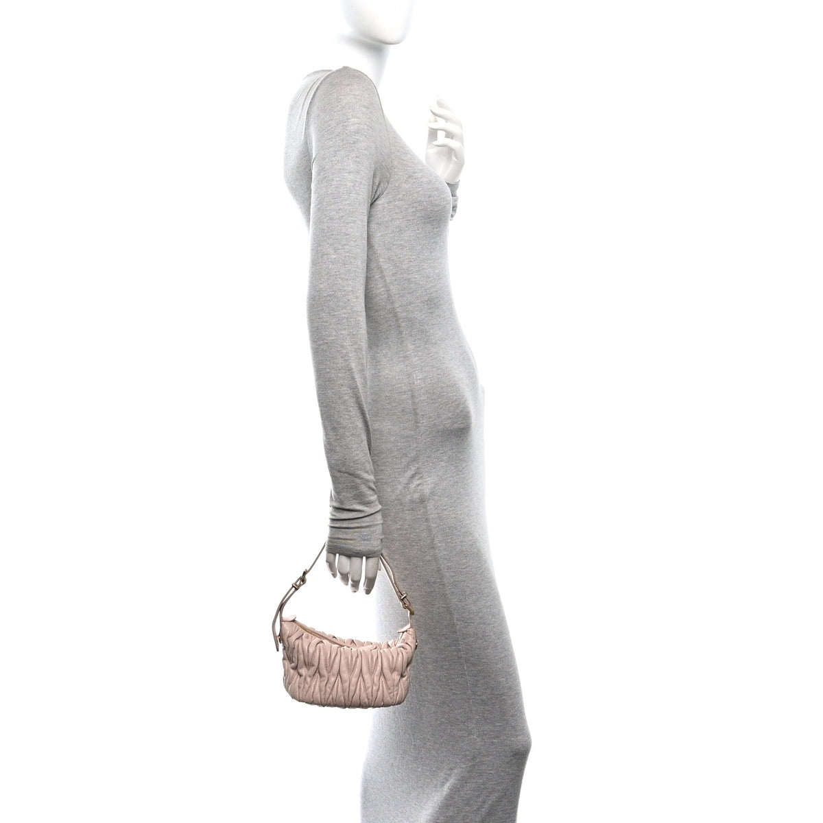 Miu Miu Nappa Matelasse Pouch Cipria 2 of 9