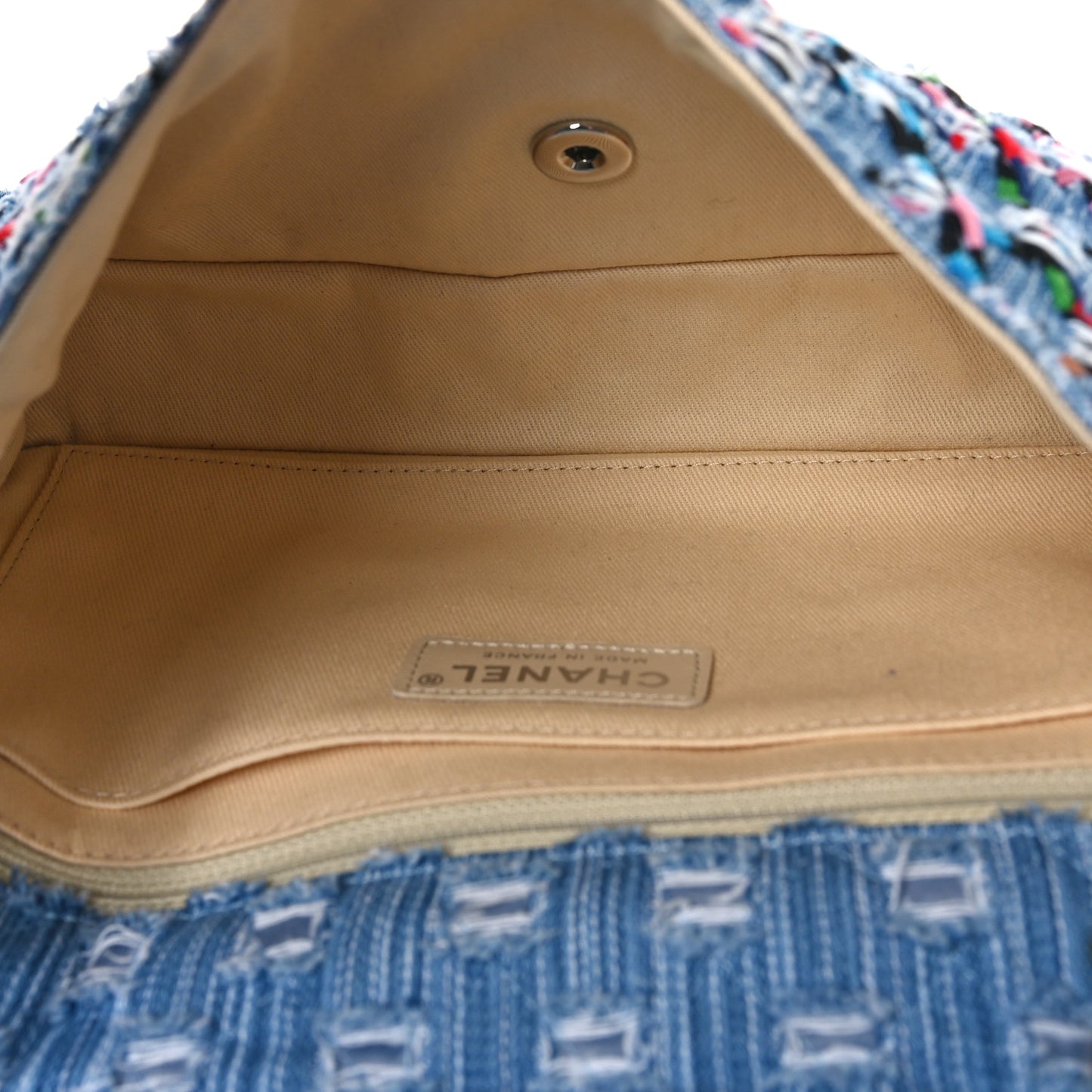 Woven Denim Medium Flap Multicolor