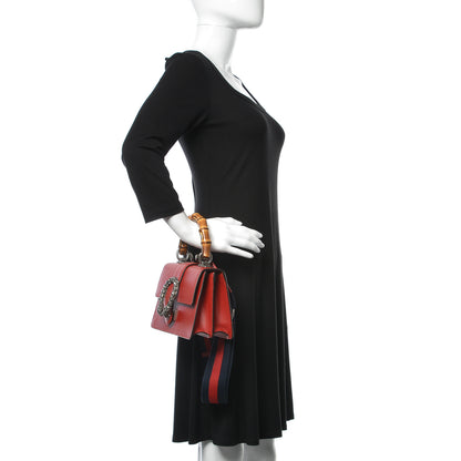 Gucci Dollar Calfskin Crystal Web Mini Dionysus Bamboo Top Handle Bag Hibiscus Red 3 of 10