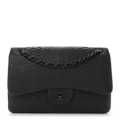 Chanel Snakeskin Jumbo Double Flap So Black 1 of 10
