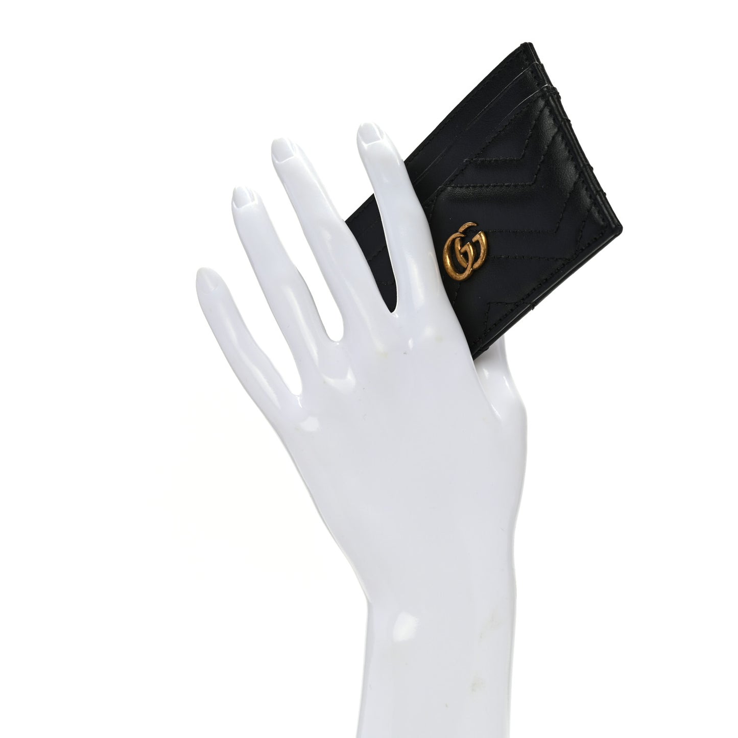 Calfskin Matelasse GG Marmont Card Holder Black