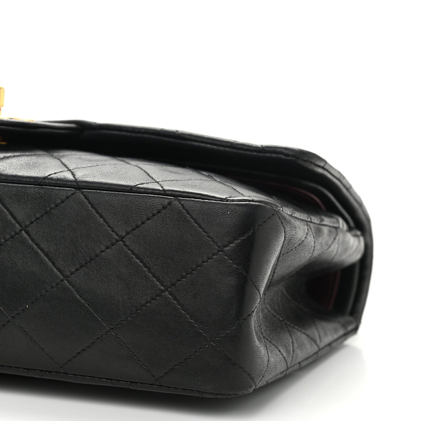 Lambskin Quilted Medium Double Flap Black