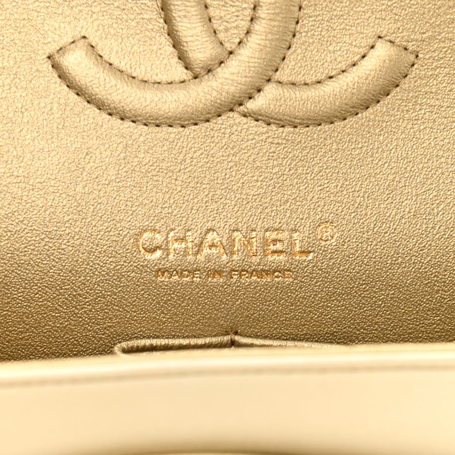 Chanel Metallic Patent Crumpled Calfskin Chevron Quilted Medium Double Flap Gold 6 of 12