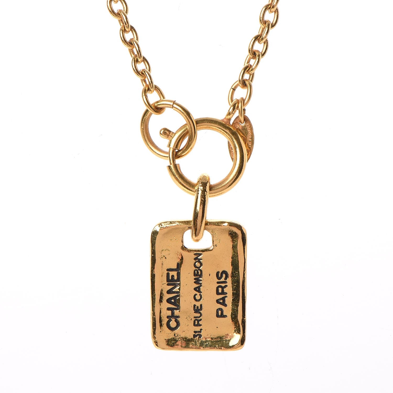 Chanel 31 Rue Cambon Tag Pendant Necklace Gold 4 of 7