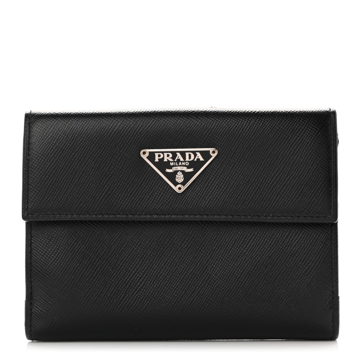 Prada Saffiano Metal Compact Wallet Black 1 of 7