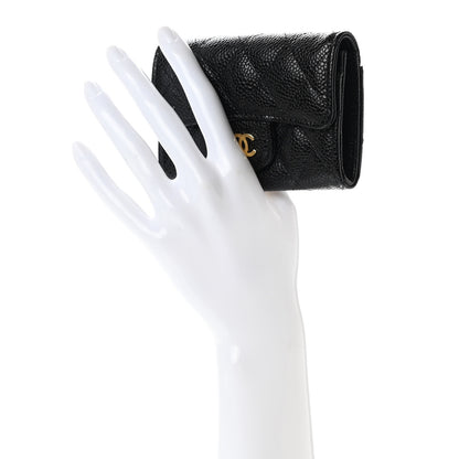 Chanel Caviar Quilted Flap Card Holder Wallet Black 2 of 9