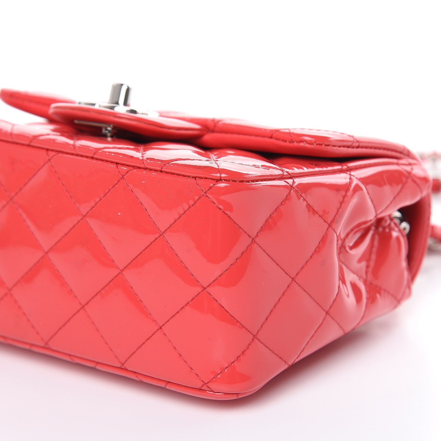 Chanel Patent Quilted Mini Square Flap Pink 9 of 13
