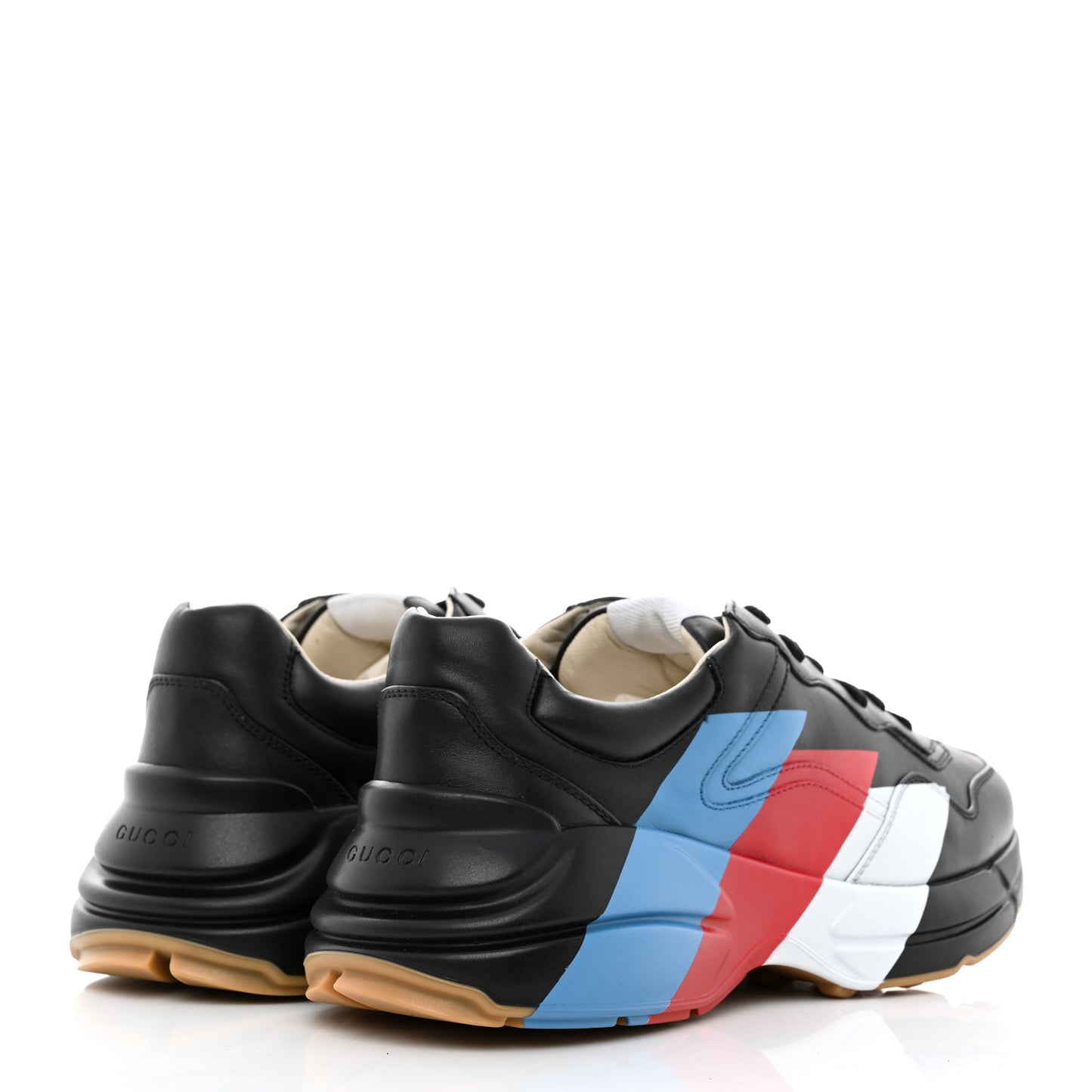 Calfskin Web Printed Mens Rhyton Sneakers 9 Black