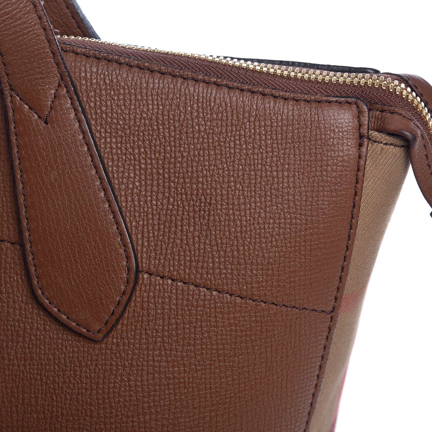 Burberry Derby Calfskin House Check Medium Welburn Tote Tan 21 of 21
