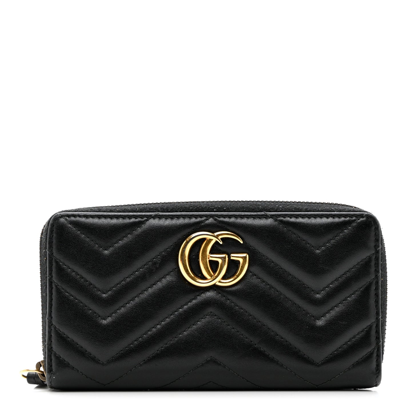 Calfskin Matelasse GG Marmont Zip Around Wallet Black