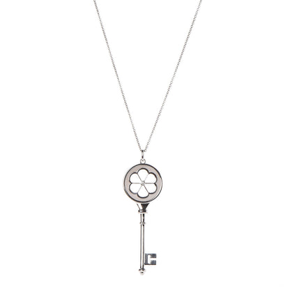 Tiffany Sterling Silver Diamond Blossom Key Pendant Necklace 1 of 6