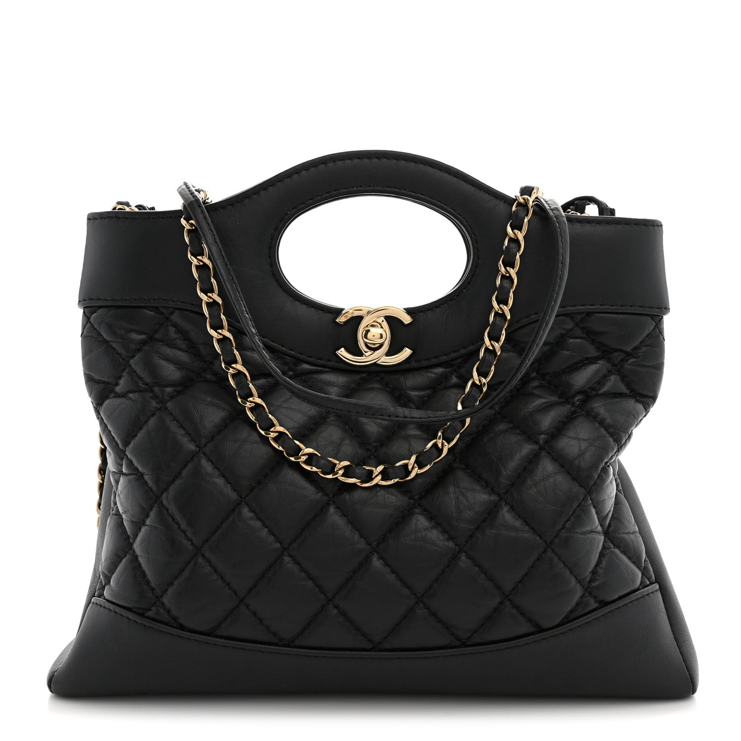 Chanel Aged Calfskin Quilted Mini 31 Shopping Bag Black 1 of 11