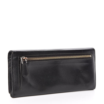 Prada Saffiano Continental Flap Wallet Black 3 of 8