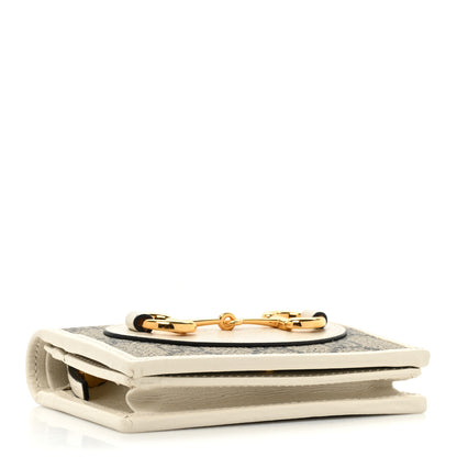 Gucci GG Supreme Monogram Azalea Calfskin Horsebit 1955 Card Case Wallet Beige Ebony Mystic White 4 of 12