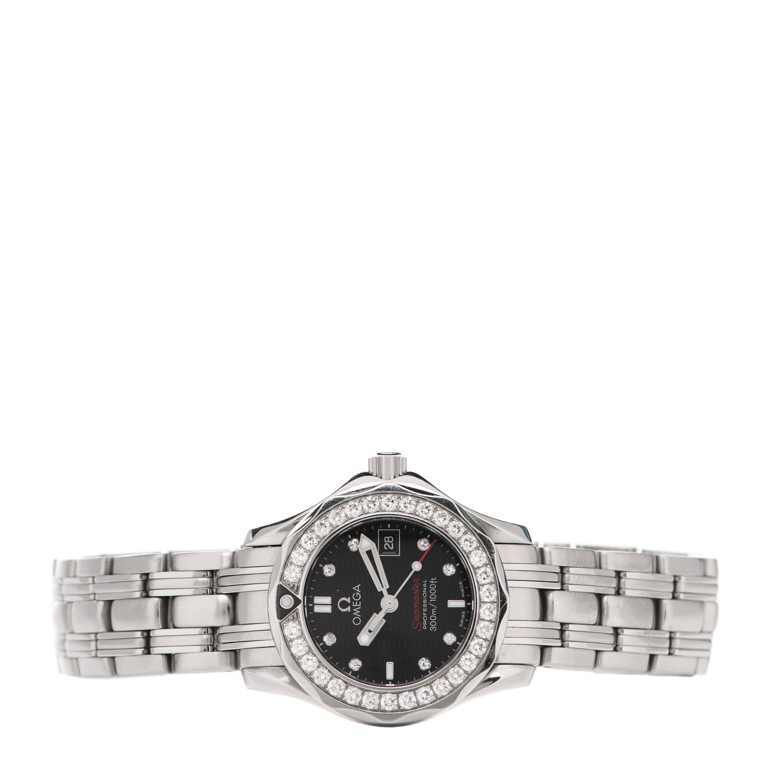 Omega Stainless Steel Diamond Bezel 28mm Seamaster Diver 300M Quartz Watch Black 212.15.28.61.51.001 2 of 4
