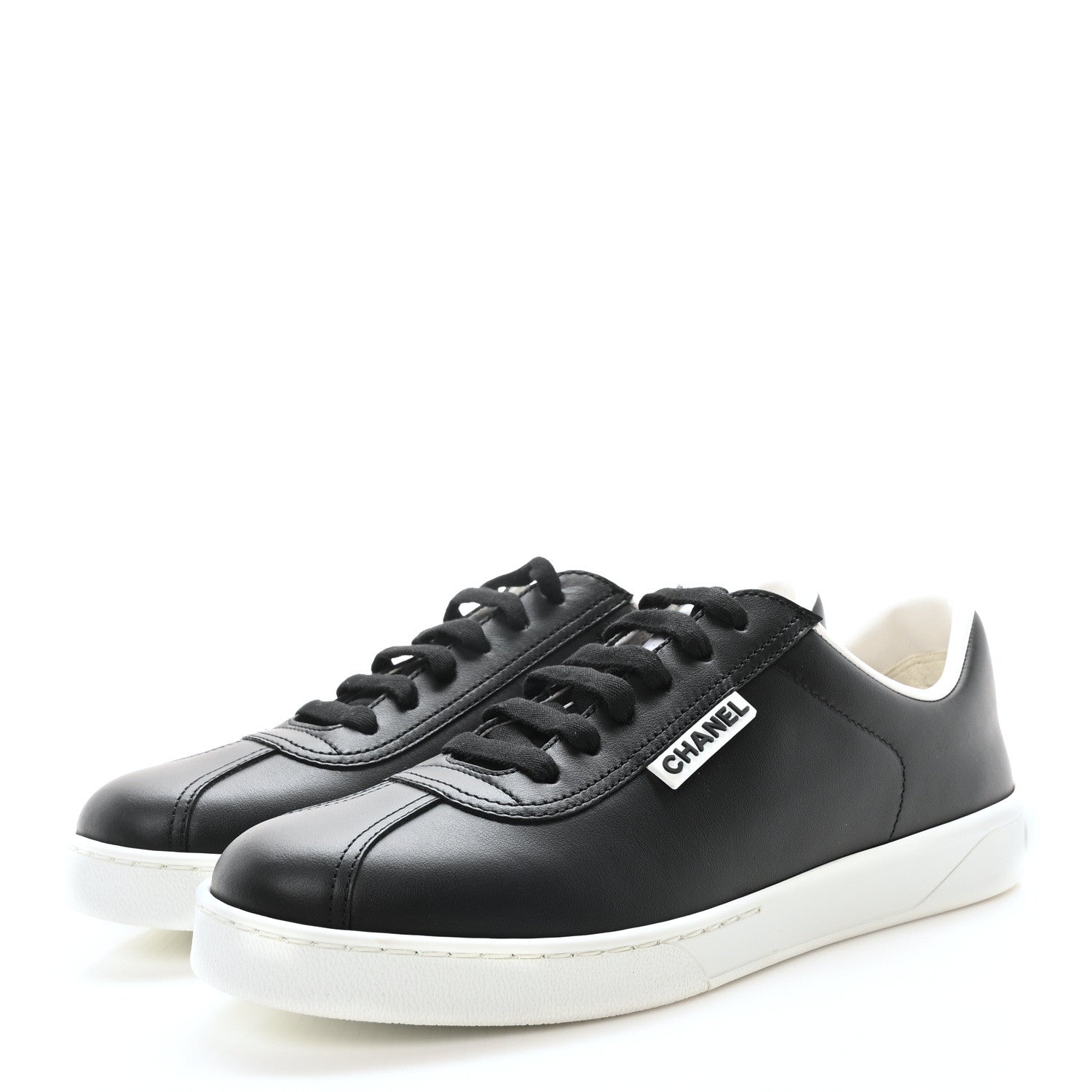 Chanel Calfskin CC Womens Sneakers 37.5 Black 4 of 8