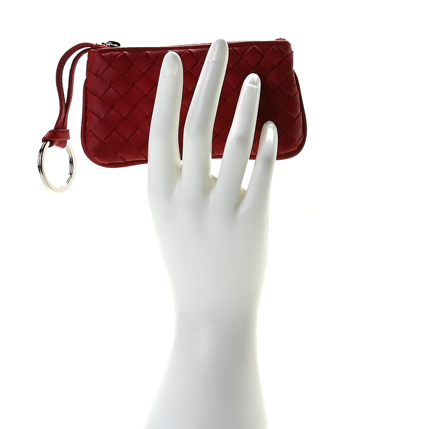 Bottega Veneta Nappa Intrecciato Key Holder Red 2 of 8