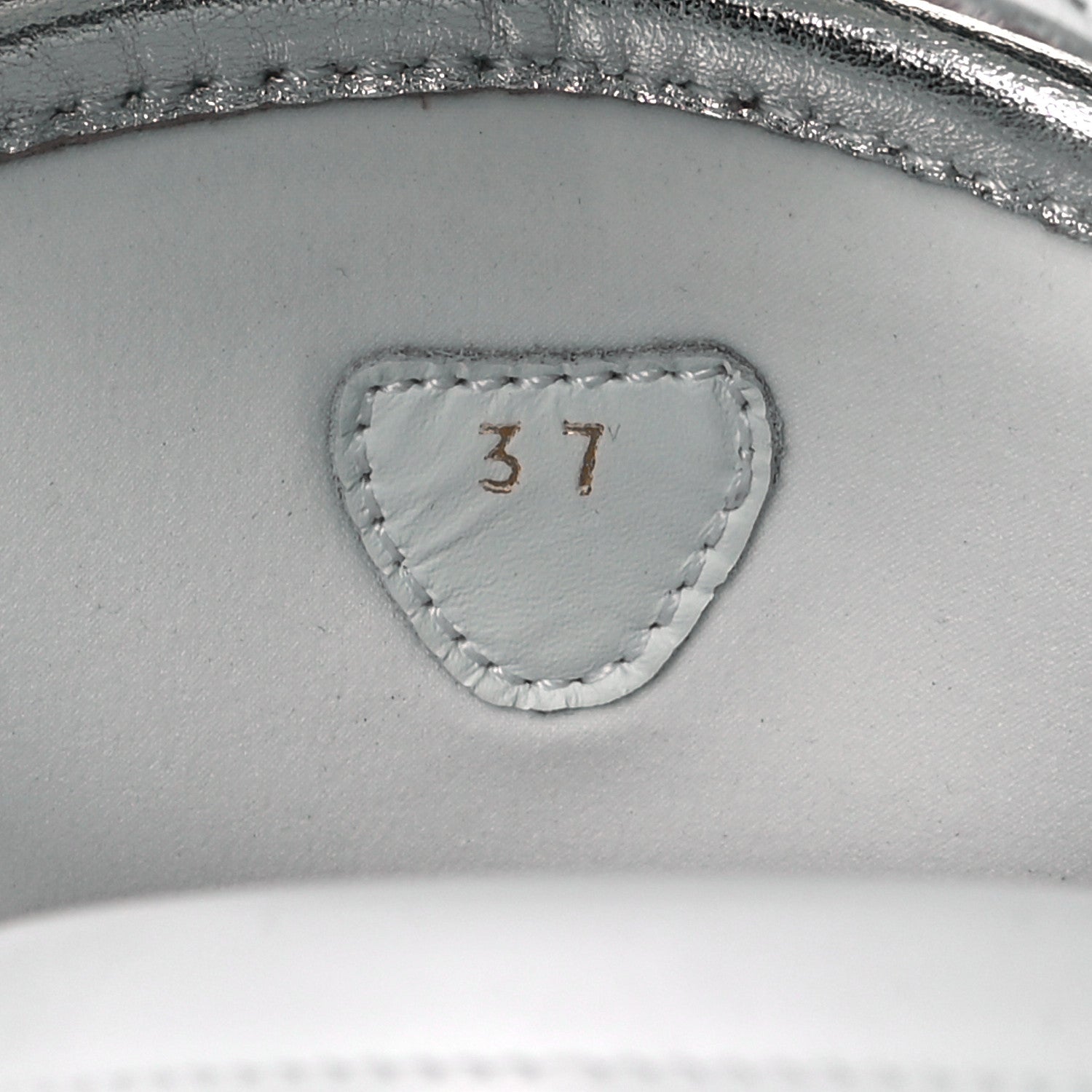 Christian Louboutin Calfskin Velcrissimo Flat Sandals 37 Blanco Silver 6 of 8