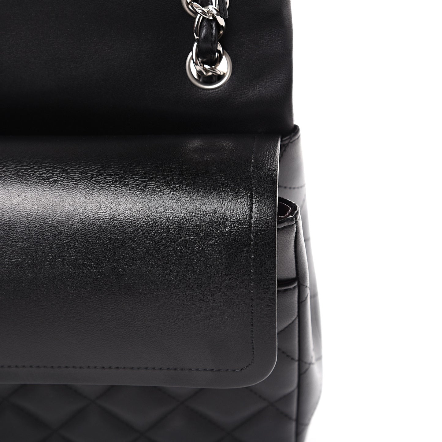 Lambskin Quilted Jumbo Double Flap Black
