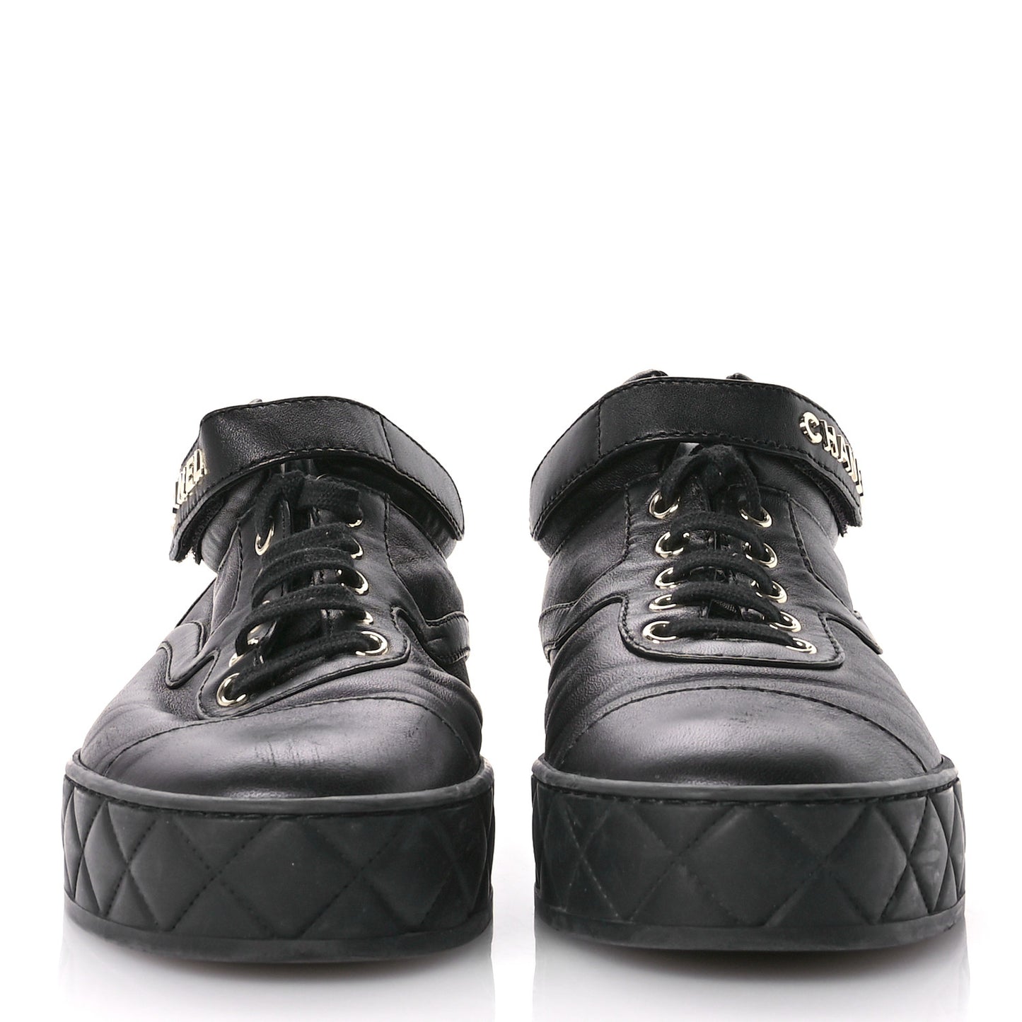 Lambskin Logo Strap Sneakers 39.5 Black
