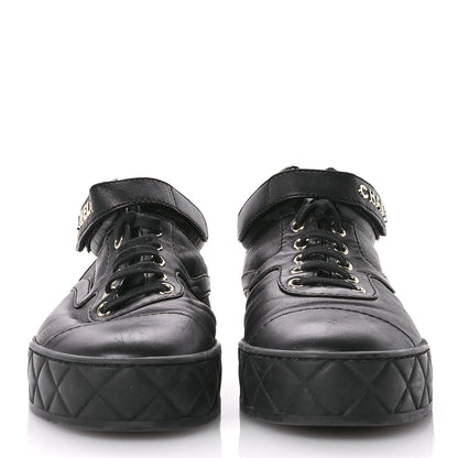 Chanel Lambskin Logo Strap Sneakers 39.5 Black 3 of 9