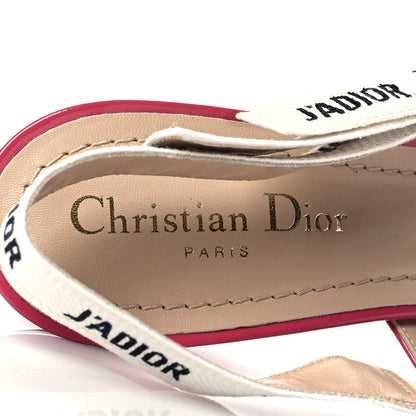 Christian Dior Patent Ribbon J'Adior Slingback 65mm Pumps 38 Fraise 8 of 10