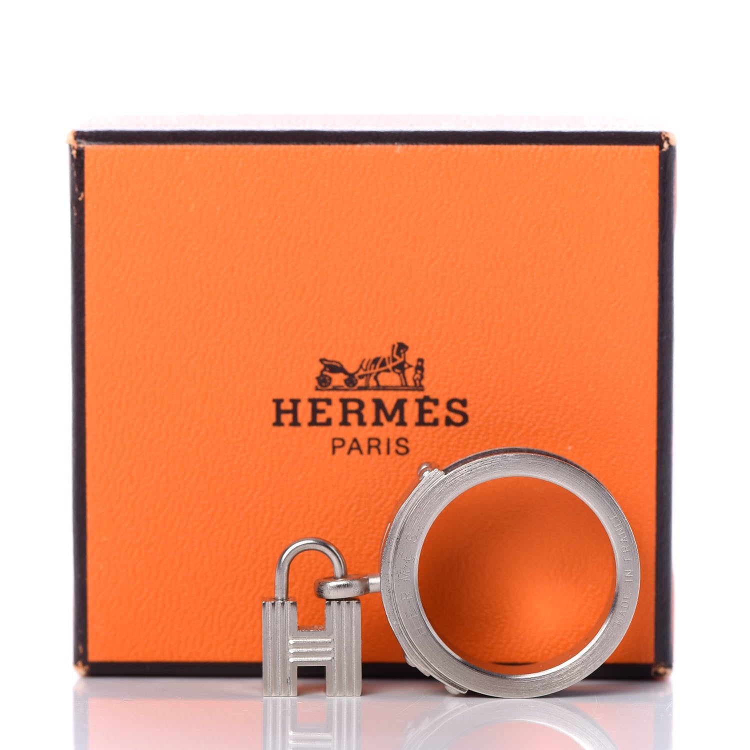 Hermes Palladium Swift Kelly Lock Scarf Ring Anemone 6 of 6