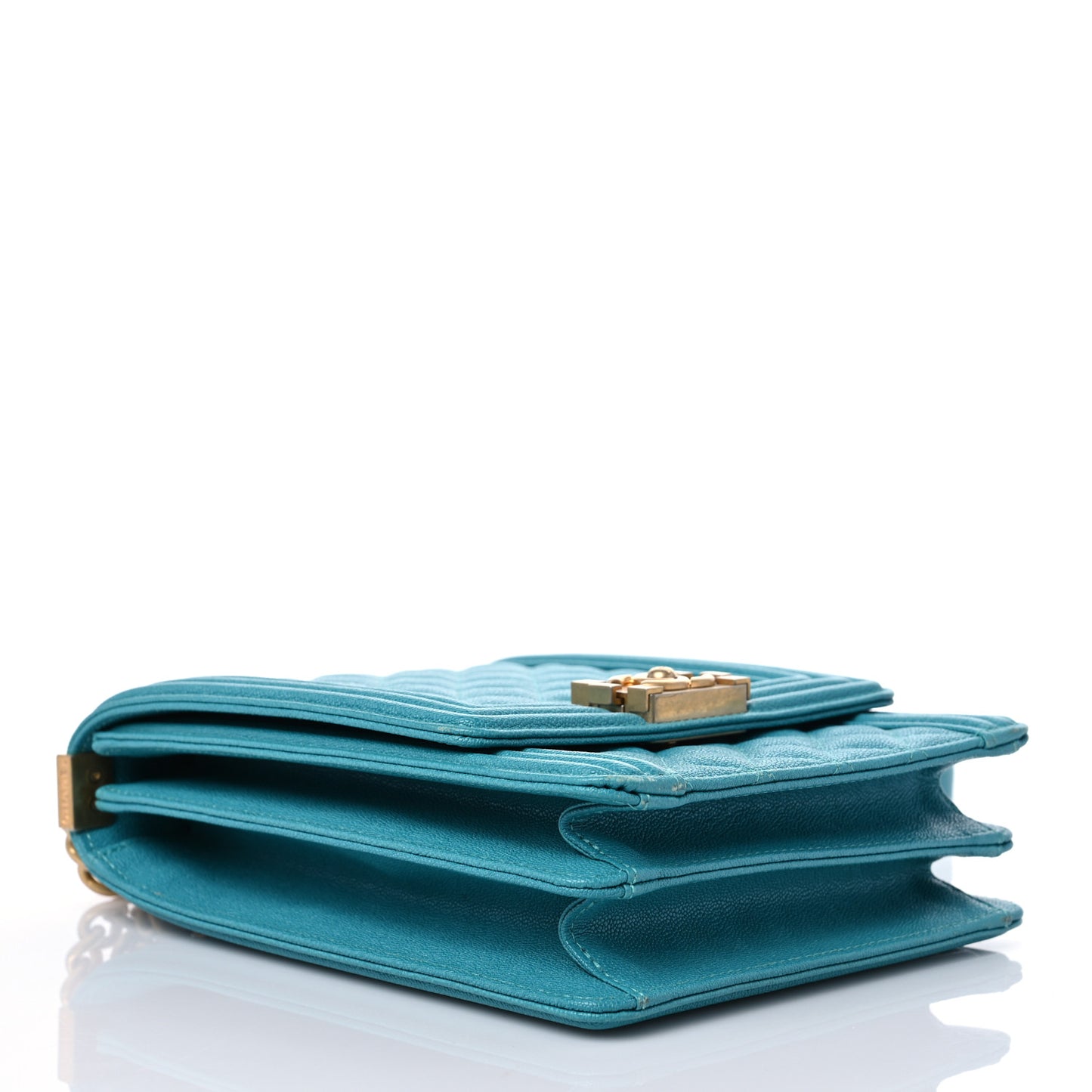 Caviar Quilted North South Boy Flap Turquoise