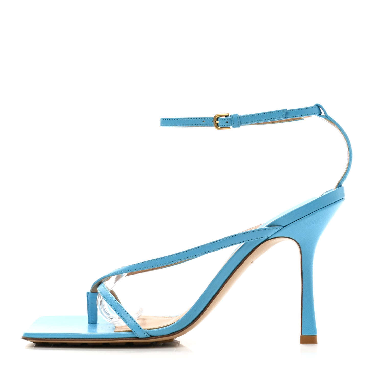 Lambskin Stretch Multi Strap 90mm Sandals 40 Sky Blue