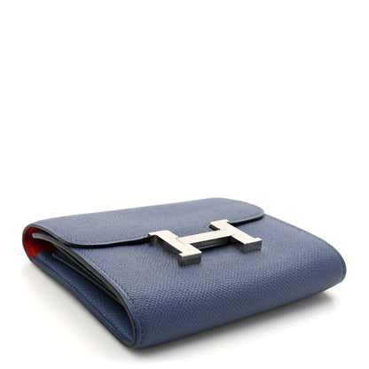 Hermes Epsom Verso Constance Short Wallet Bleu Brighton Rouge Pivoine 4 of 12