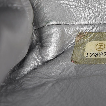 Chanel Metallic Lambskin Quilted Clutch With Chain Flap Grey 7 of 12