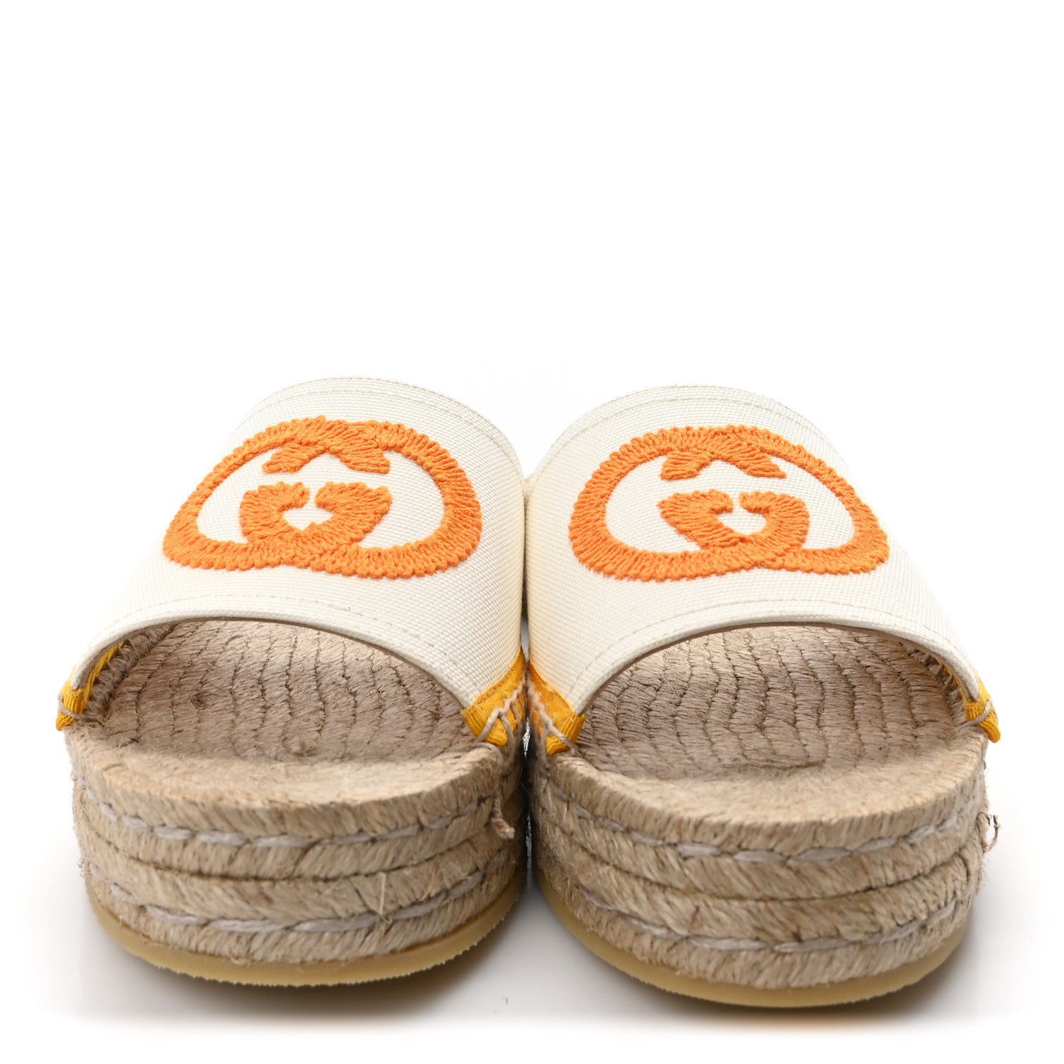 Gucci Canvas Interlocking G Espadrille Slide Sandals 36 Mystic White Mais 3 of 10