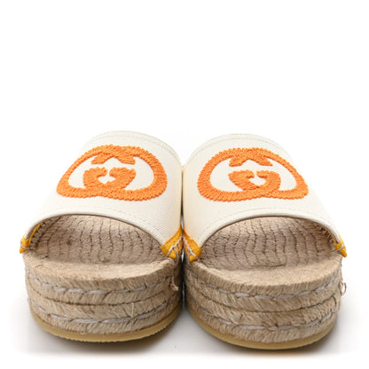 Gucci Canvas Interlocking G Espadrille Slide Sandals 36 Mystic White Mais 3 of 10