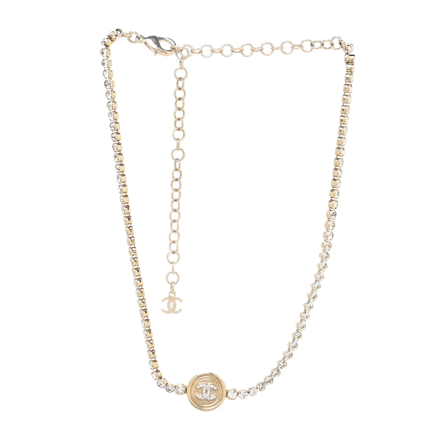 Chanel Crystal Pearl CC Choker Necklace Gold 2 of 3