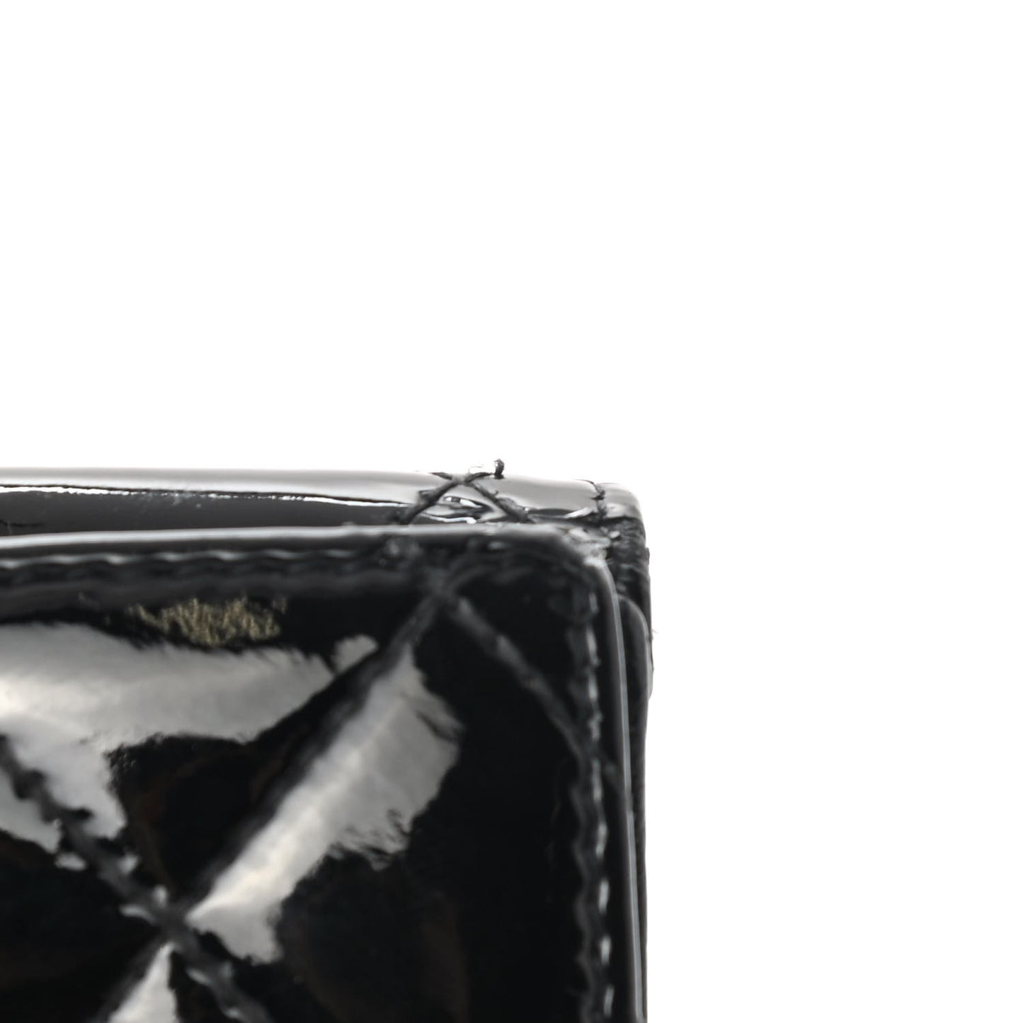 Patent Quilted Brilliant French Flap Wallet Black