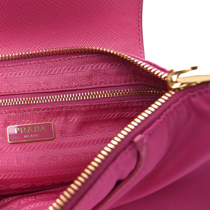 Prada Tessuto Nylon Saffiano Bandoliera Crossbody Bag Fuxia 6 of 9