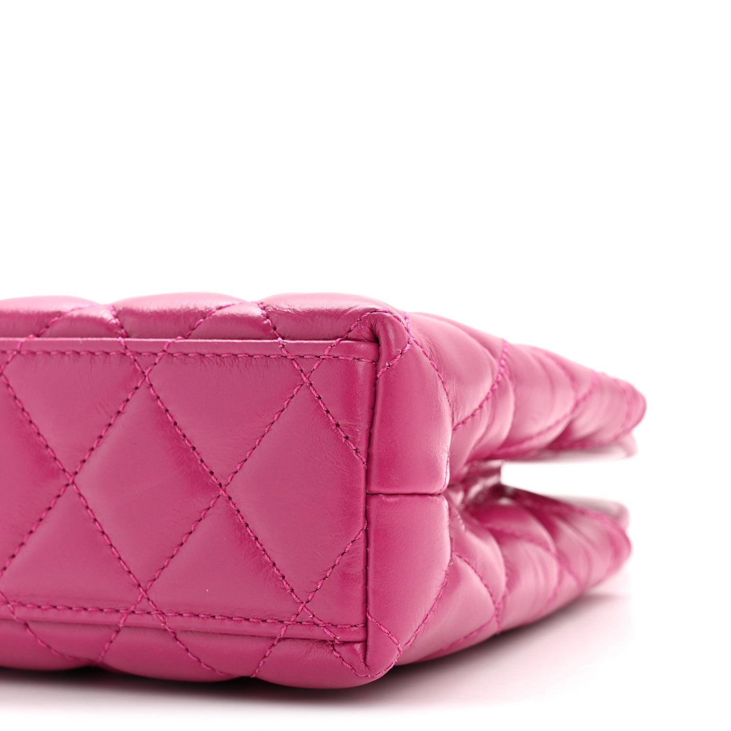 Chanel Shiny Aged Calfskin Quilted Nano Kelly Shopper Dark Pink 10 of 11