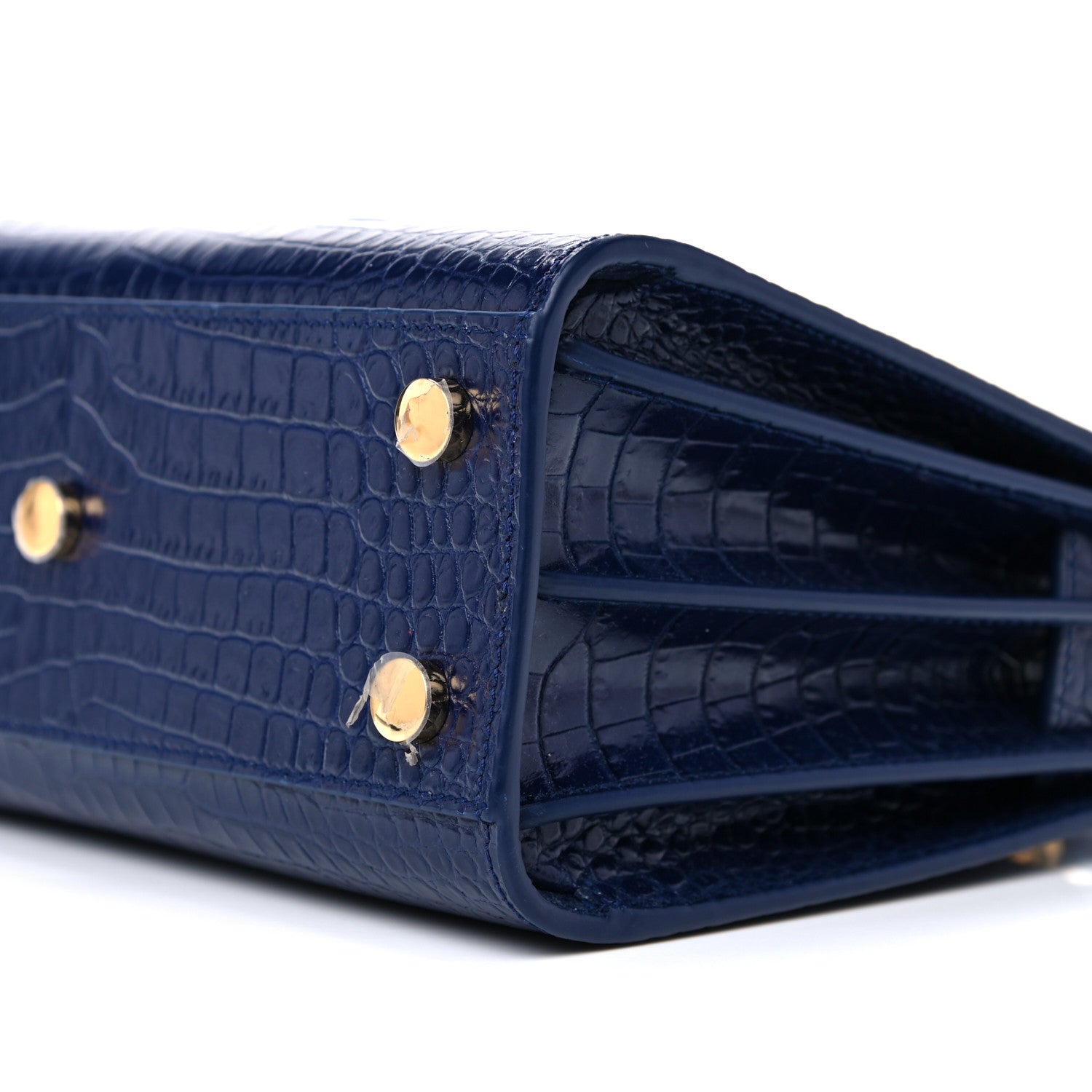 Saint Laurent Calfskin Crocodile Embossed Nano Sac De Jour Royal Blue 5 of 11
